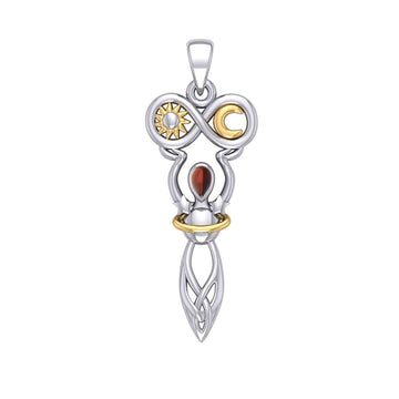Celtic Goddess of Infinite Universe Silver and Gold Pendant MPD5931 - Jewelry